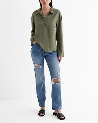 Half Button Up Front Pocket Shirt - thumbnail 4
