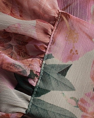 RUFFLE FRONT RELAXED PORTOFINO AO DIGITAL KARINA FLORAL 9710555:PRINT-PINK:L