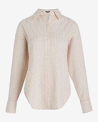 Textured Pinstripe Boyfriend Portofino Shirt