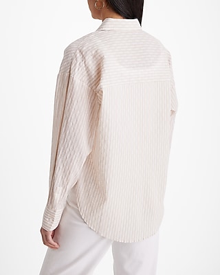 Textured Pinstripe Boyfriend Portofino Shirt