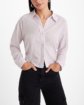 Pinstripe Cropped Boyfriend Portofino Shirt