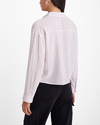 Pinstripe Cropped Boyfriend Portofino Shirt