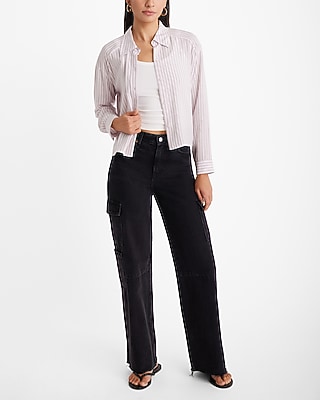 Pinstripe Cropped Boyfriend Portofino Shirt