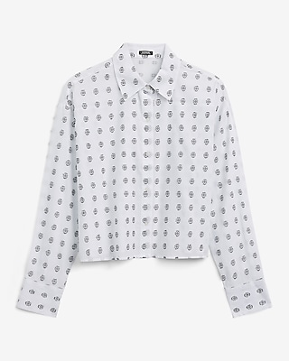 Jacquard Printed Cropped Boyfriend Portofino Shirt