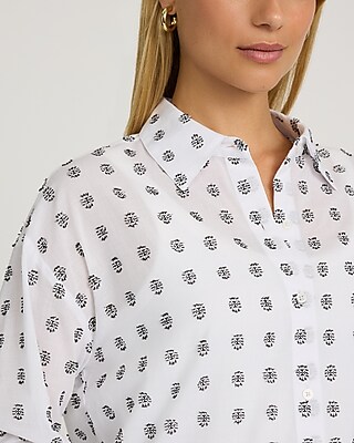 Jacquard Printed Cropped Boyfriend Portofino Shirt