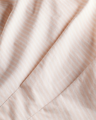 Poplin Striped One Shoulder Draped Top
