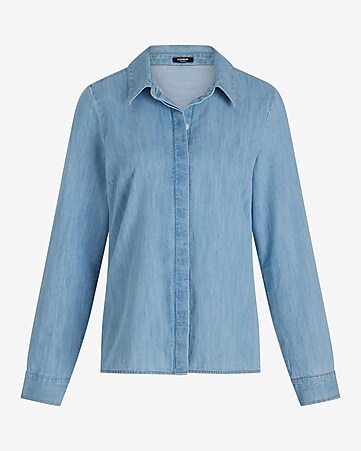 Bonprix Blouse Womens XS Shirt Polka Dot 3/4 Sleeve Blue Organic Cotton  N106