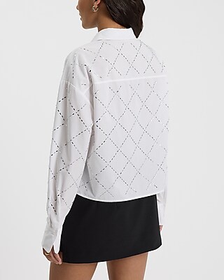 Embellished Diamond Pattern Cropped Portofino Shirt