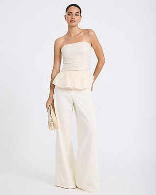 Cotton Eyelet Strapless Peplum Tube Top