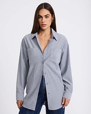 Pinstripe Double Pocket Oversized Shirt