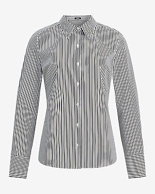 Stretch Cotton Poplin Striped Essential Shirt