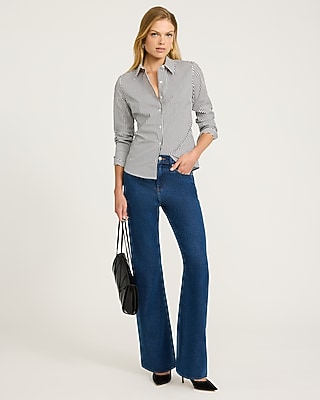 Stretch Cotton Poplin Striped Essential Shirt
