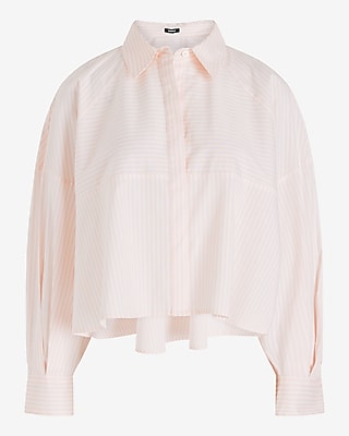 Poplin Striped Cropped Oversized Shirt