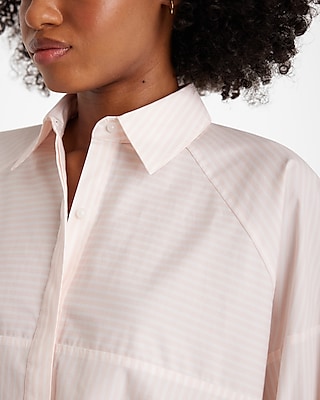 Poplin Striped Cropped Oversized Shirt