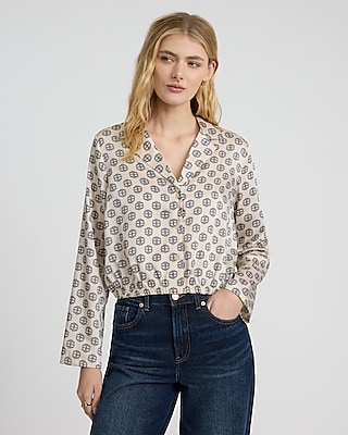 完売品　WYM RAYON JACQUARD CROPPED SHIRT Plaid Jacquard Cropped Shirt | Express