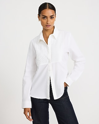 Stretch Cotton Poplin Pintuck Portofino Shirt