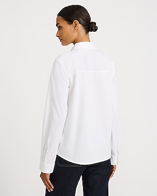 Stretch Cotton Poplin Pintuck Portofino Shirt