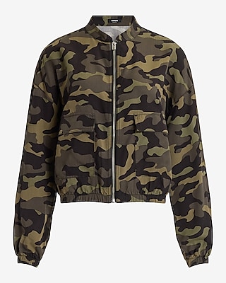 Camo Cargo Pocket Elastic Bottom Shacket