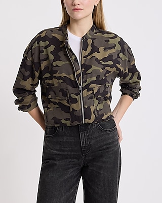 Camo Cargo Pocket Elastic Bottom Shacket