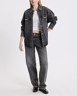 Oversized Denim Horesebit Double Pocket Portofino Shacket