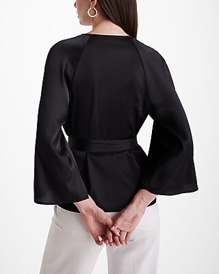 V-Neck Kimono Sleeve Surplice Tie Waist Top - image 4