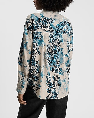 Floral Double Pocket Boyfriend Portofino Shirt