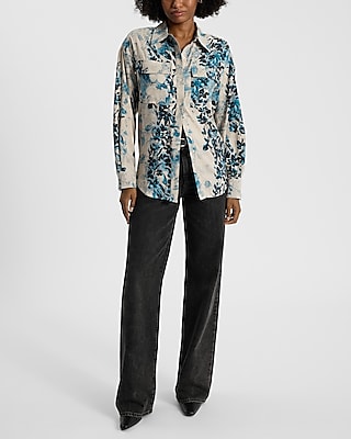 Floral Double Pocket Boyfriend Portofino Shirt