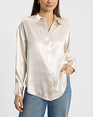 Satin Boyfriend Portofino Shirt | Express