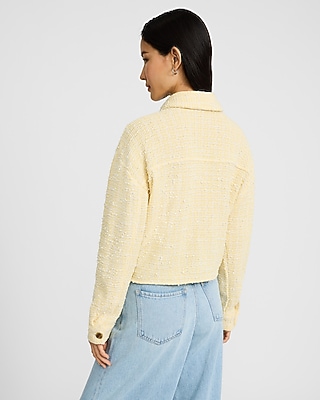 Boucle Double Pocket Cropped Shacket - image 2