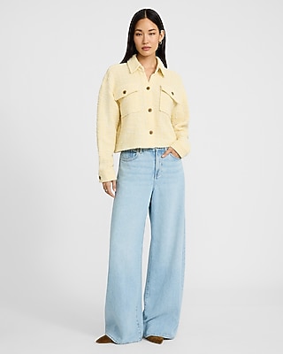 Boucle Double Pocket Cropped Shacket - image 4
