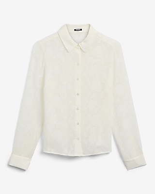 Sheer Floral Jacquard Portofino Shirt