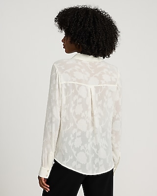 Sheer Floral Jacquard Portofino Shirt