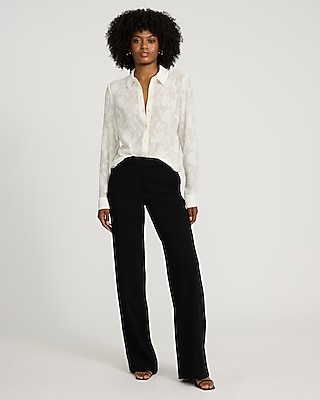 Sheer Floral Jacquard Portofino Shirt
