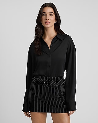 Satin Sheer Back Boyfriend Portofino Shirt