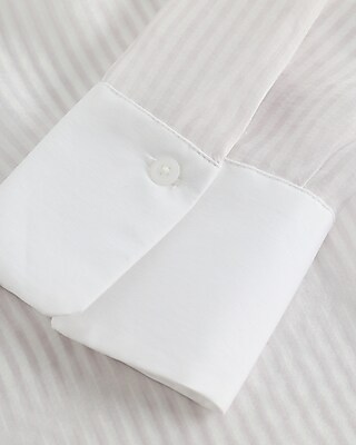 Sheer Striped Cropped Boyfriend Portofino Shirt