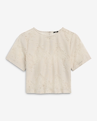 Floral Lace Crew Neck Short Sleeve Tee