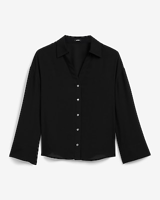 Georgette Collared Wide Cuff Button Down Shirt