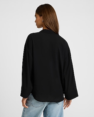 Georgette Collared Wide Cuff Button Down Shirt