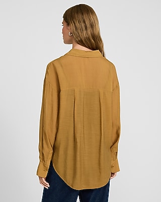 Crinkled Rayon Boyfriend Shirt