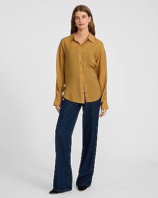 Crinkled Rayon Boyfriend Shirt