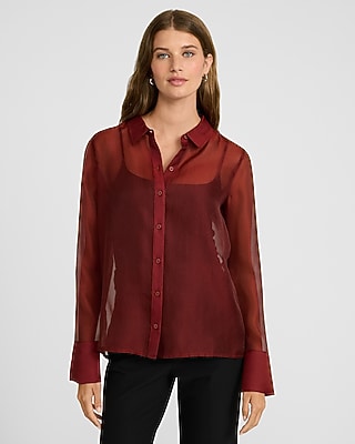Sheer Textured Diamond Print Portofino Shirt | Express