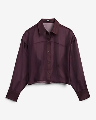Sheer Crepe Cropped Boyfriend Shirt