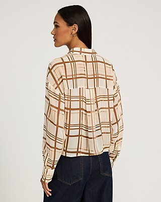 Sheer Plaid Cropped Boyfriend Shirt