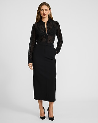 Sheer Textured Diamond Print Portofino Shirt