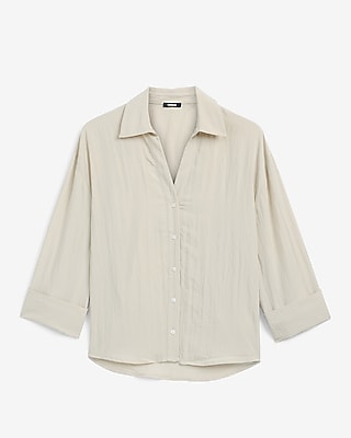 Crinkled V-Neck Shirt