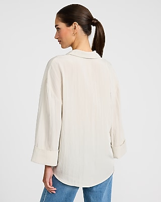 Crinkled V-Neck Shirt