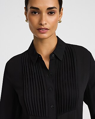 tuxedo shirt dress womens Petite Velvet & Chiffon Tuxedo Shirt