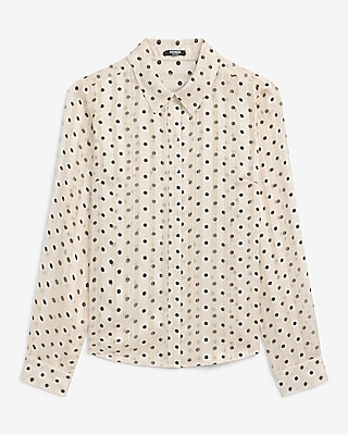 Metallic Satin Striped Polka Dot Portofino Shirt