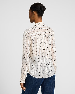 Metallic Satin Striped Polka Dot Portofino Shirt