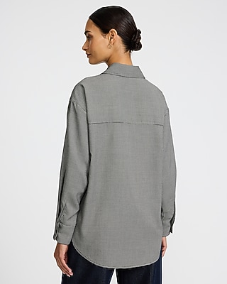 Houndstooth Single Pocket Boyfriend Shirt